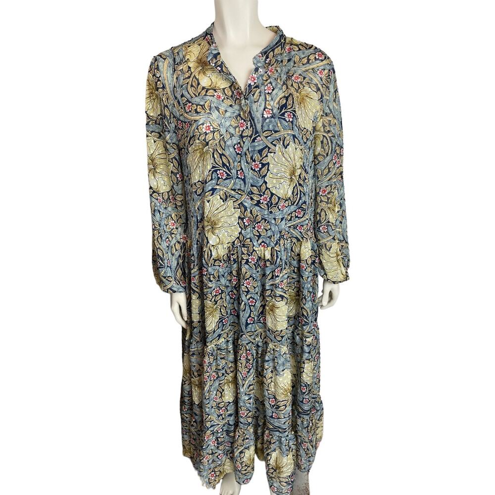 Morris & Co x H&M floral long sleeve maxi dress size 12